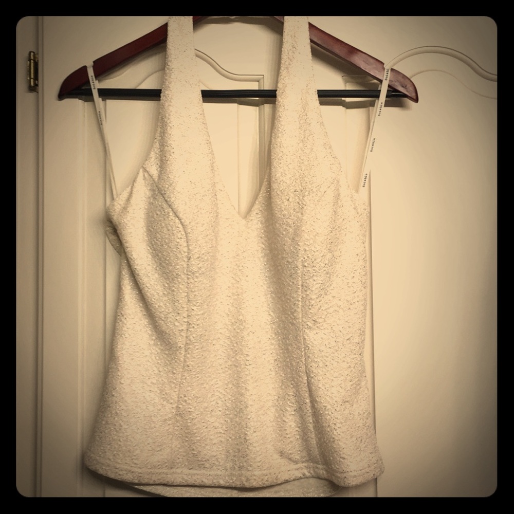 Soiéblu Strappy halter top, cream/silver, size L